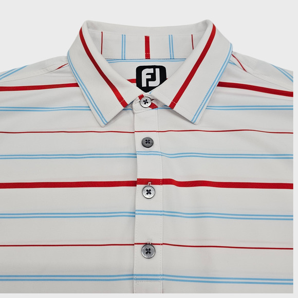 FootJoy Shirt Mens Large Golf Polo Stripes Plantation Course Edisto White Red - Picture 5 of 15